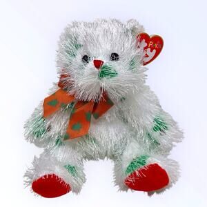 Ty Punkies Beanie Baby Lil' Santa Claws Plush White Fuzzy Holiday Christmas
